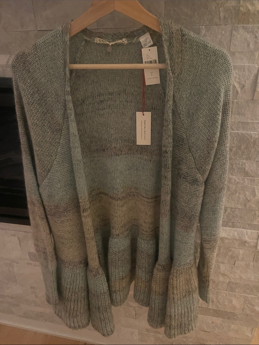Anthropologie Mint Green Ombre Open-Front Cardigan